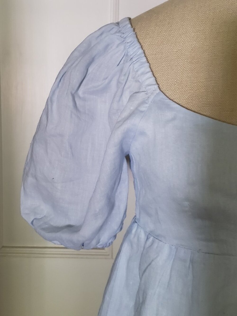 NIA light blue puff sleeve babydoll mini dress - Picture 3 of 9